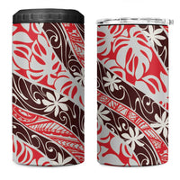 Uteute Tahiti Tiare Monstera 4 in 1 Can Cooler Tumbler Polynesian Pattern Curve Style - Polynesian Pride