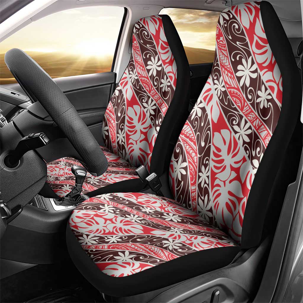 Uteute Tahiti Tiare Monstera Car Seat Cover Polynesian Pattern Curve Style - Polynesian Pride