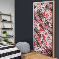 Uteute Tahiti Tiare Monstera Door Cover Polynesian Pattern Curve Style - Polynesian Pride