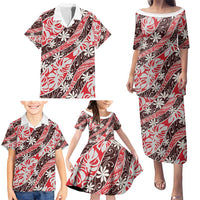 Uteute Tahiti Tiare Monstera Family Matching Puletasi and Hawaiian Shirt Polynesian Pattern Curve Style - Polynesian Pride