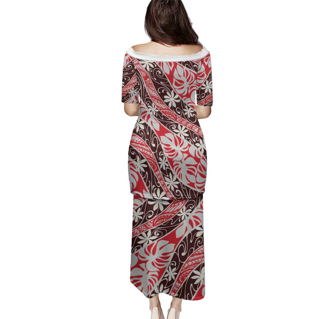 Uteute Tahiti Tiare Monstera Family Matching Puletasi and Hawaiian Shirt Polynesian Pattern Curve Style - Polynesian Pride