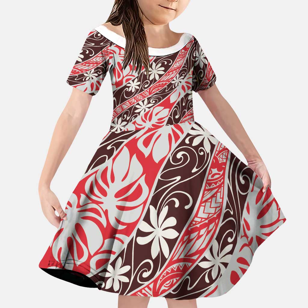Uteute Tahiti Tiare Monstera Family Matching Short Sleeve Bodycon Dress and Hawaiian Shirt Polynesian Pattern Curve Style - Polynesian Pride