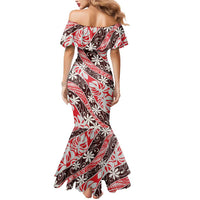 Uteute Tahiti Tiare Monstera Mermaid Dress Polynesian Pattern Curve Style - Polynesian Pride