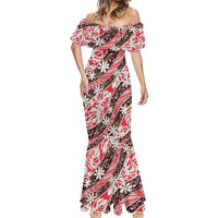 Uteute Tahiti Tiare Monstera Mermaid Dress Polynesian Pattern Curve Style - Polynesian Pride