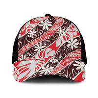 Uteute Tahiti Tiare Monstera Mesh Trucker Cap Polynesian Pattern Curve Style - Polynesian Pride