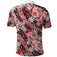 Uteute Tahiti Tiare Monstera Polo Shirt Polynesian Pattern Curve Style - Polynesian Pride