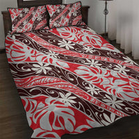 Uteute Tahiti Tiare Monstera Quilt Bed Set Polynesian Pattern Curve Style - Polynesian Pride