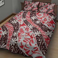 Uteute Tahiti Tiare Monstera Quilt Bed Set Polynesian Pattern Curve Style - Polynesian Pride