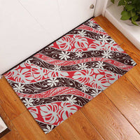 Uteute Tahiti Tiare Monstera Rubber Doormat Polynesian Pattern Curve Style - Polynesian Pride