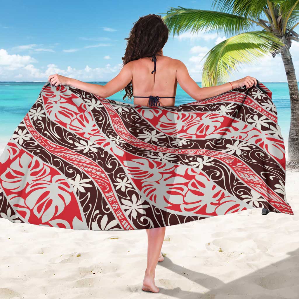 Uteute Tahiti Tiare Monstera Sarong Polynesian Pattern Curve Style LT01 - Polynesian Pride