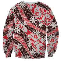 Uteute Tahiti Tiare Monstera Sweatshirt Polynesian Pattern Curve Style - Polynesian Pride