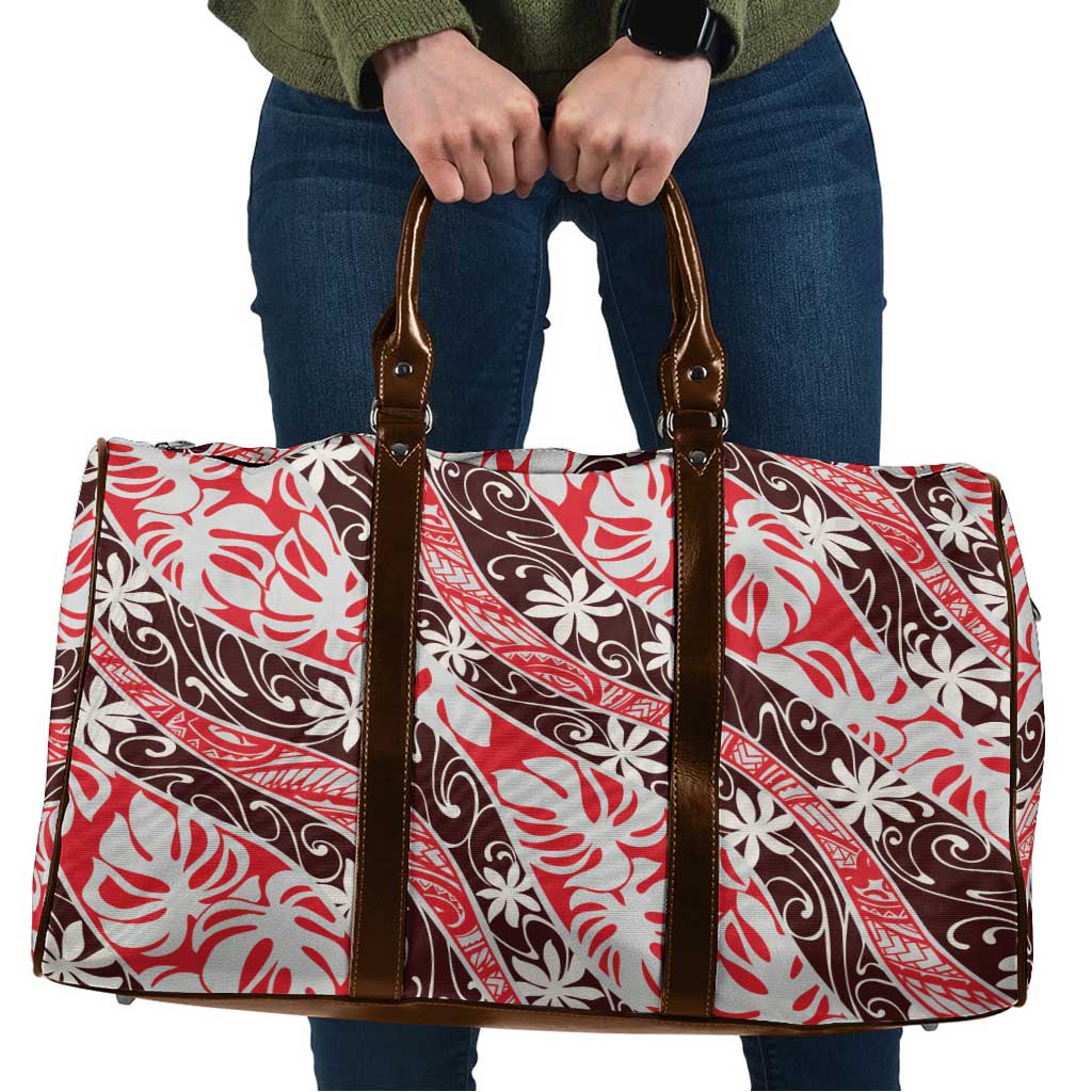 Uteute Tahiti Tiare Monstera Travel Bag Polynesian Pattern Curve Style - Polynesian Pride