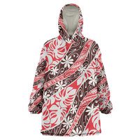 Uteute Tahiti Tiare Monstera Wearable Blanket Hoodie Polynesian Pattern Curve Style - Polynesian Pride