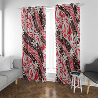 Uteute Tahiti Tiare Monstera Window Curtain Polynesian Pattern Curve Style - Polynesian Pride
