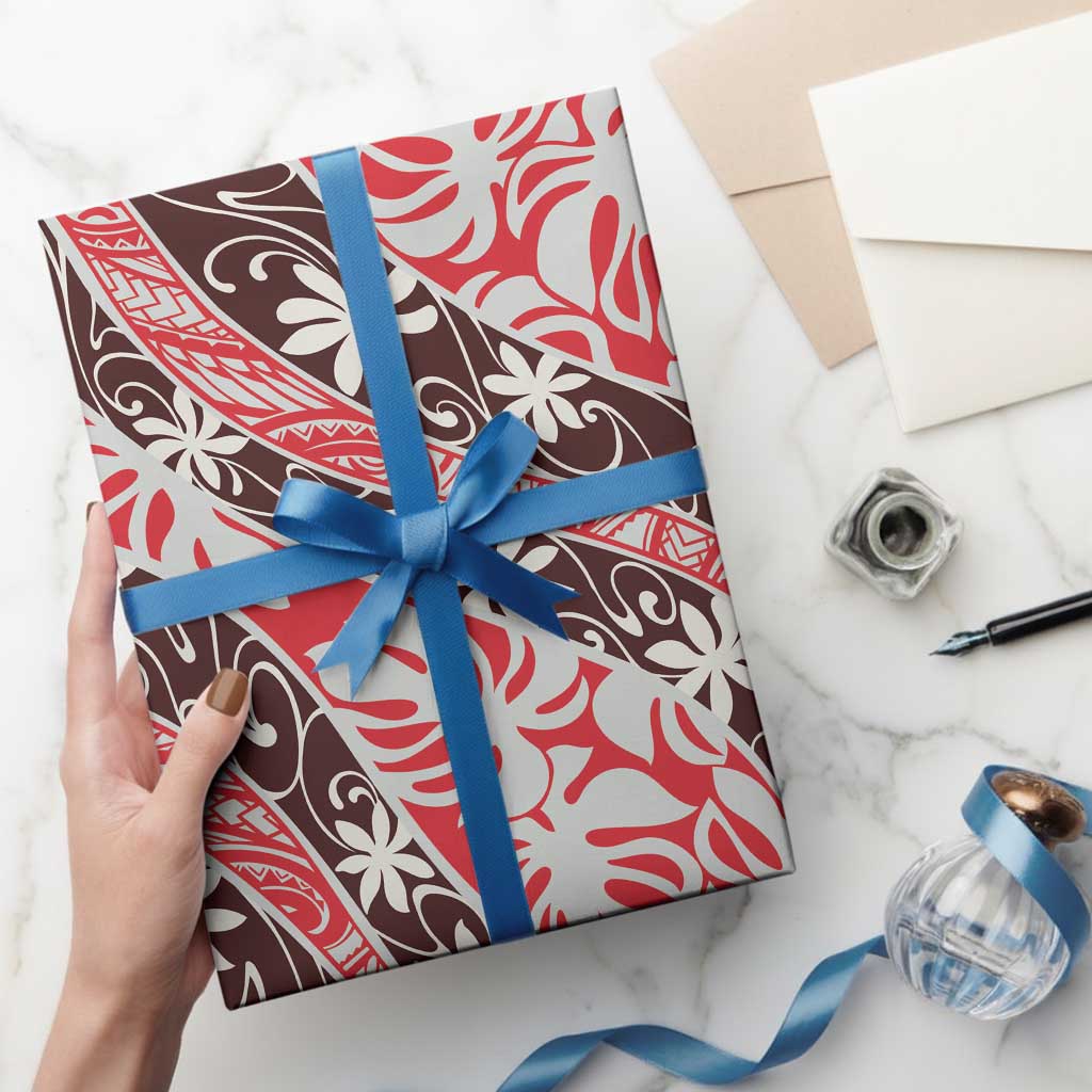 Uteute Tahiti Tiare Monstera Wrapping Paper Polynesian Pattern Curve Style - Polynesian Pride