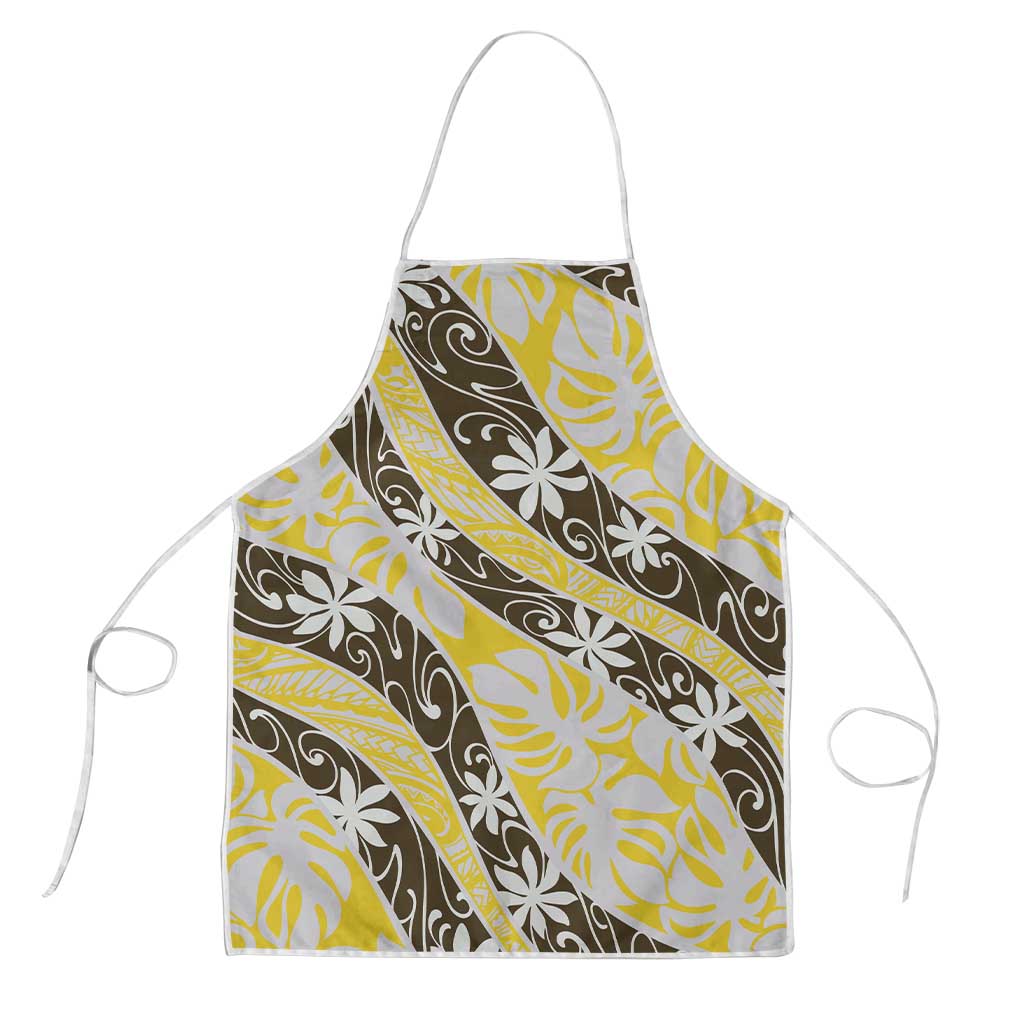 Rearea Tahiti Tiare Monstera Apron Polynesian Pattern Curve Style - Polynesian Pride