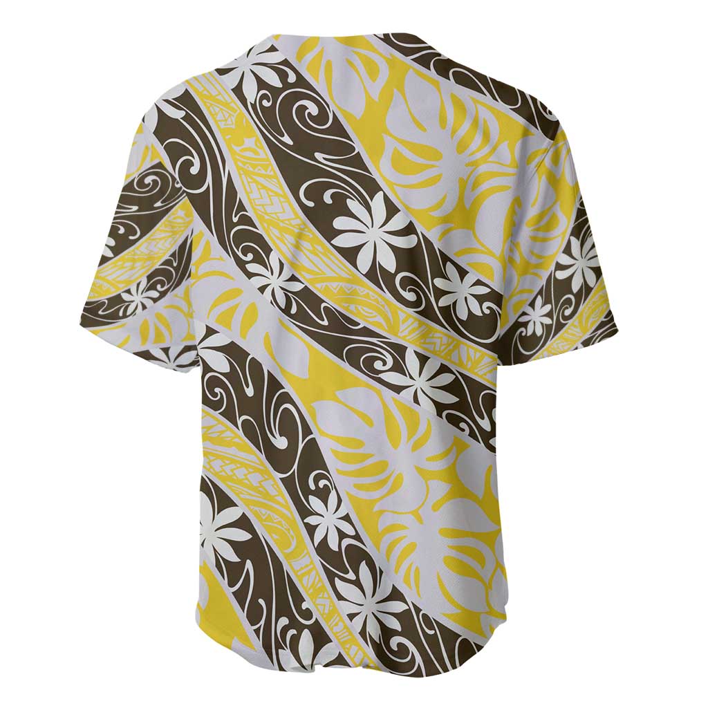 Rearea Tahiti Tiare Monstera Baseball Jersey Polynesian Pattern Curve Style - Polynesian Pride