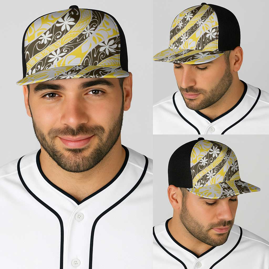 Rearea Tahiti Tiare Monstera Baseball Net Cap Polynesian Pattern Curve Style - Polynesian Pride