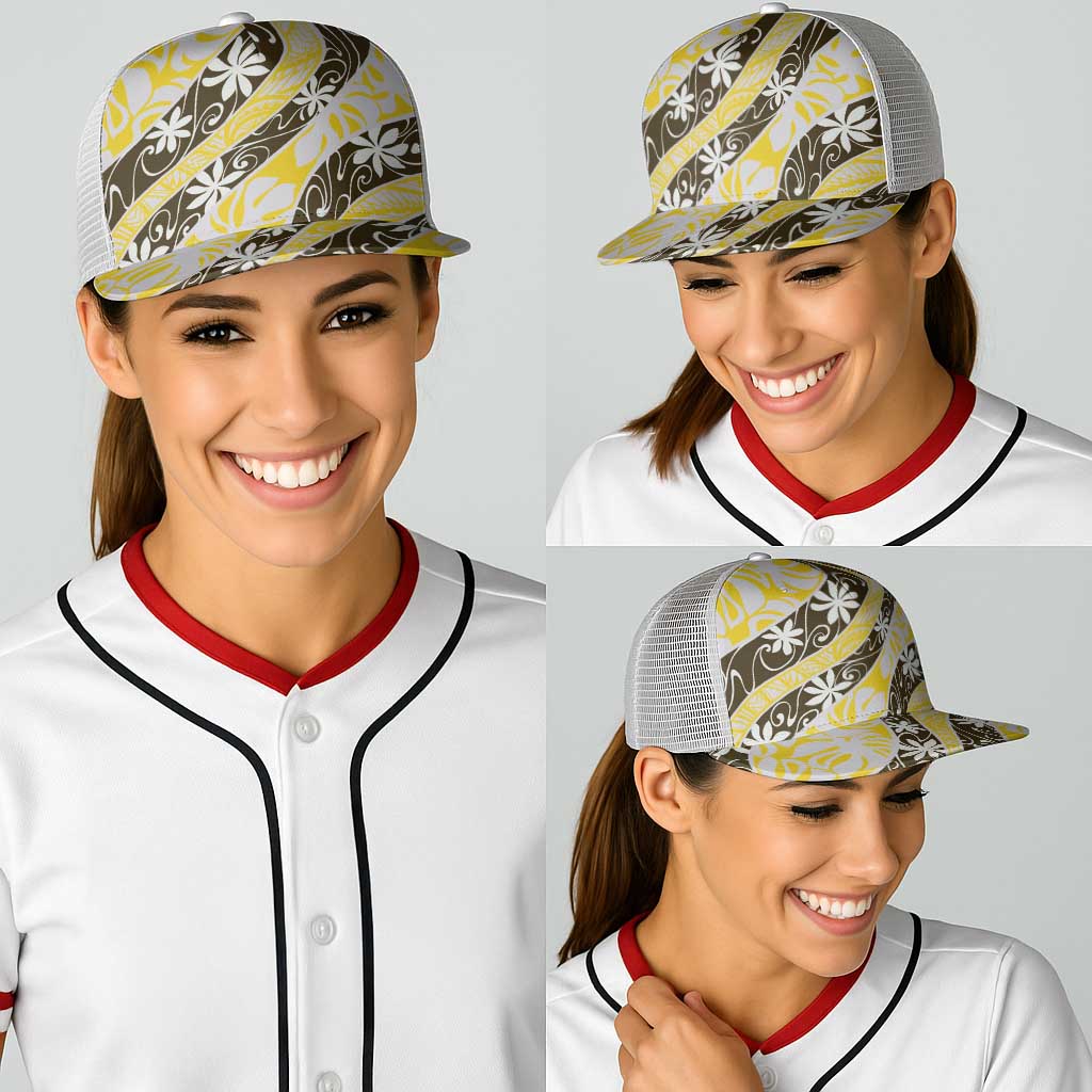 Rearea Tahiti Tiare Monstera Baseball Net Cap Polynesian Pattern Curve Style - Polynesian Pride