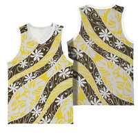 Rearea Tahiti Tiare Monstera Basketball Jersey Polynesian Pattern Curve Style - Polynesian Pride