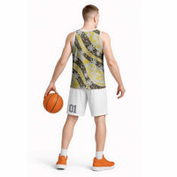 Rearea Tahiti Tiare Monstera Basketball Jersey Polynesian Pattern Curve Style - Polynesian Pride