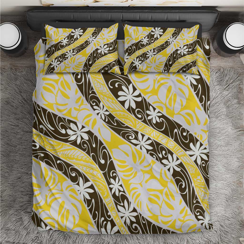 Rearea Tahiti Tiare Monstera Bedding Set Polynesian Pattern Curve Style - Polynesian Pride