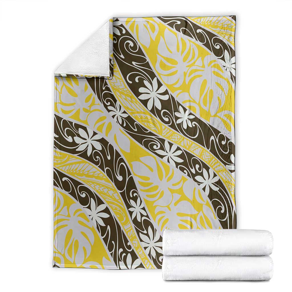 Rearea Tahiti Tiare Monstera Blanket Polynesian Pattern Curve Style - Polynesian Pride