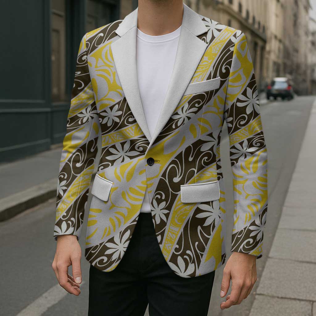 Rearea Tahiti Tiare Monstera Blazer Polynesian Pattern Curve Style - Polynesian Pride