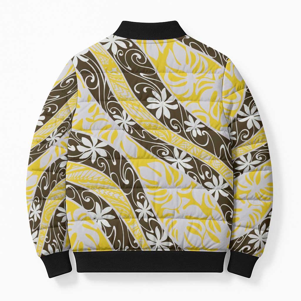 Rearea Tahiti Tiare Monstera Bomber Puffer Jacket Polynesian Pattern Curve Style - Polynesian Pride