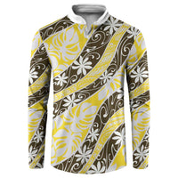 Rearea Tahiti Tiare Monstera Button Sweatshirt Polynesian Pattern Curve Style - Polynesian Pride