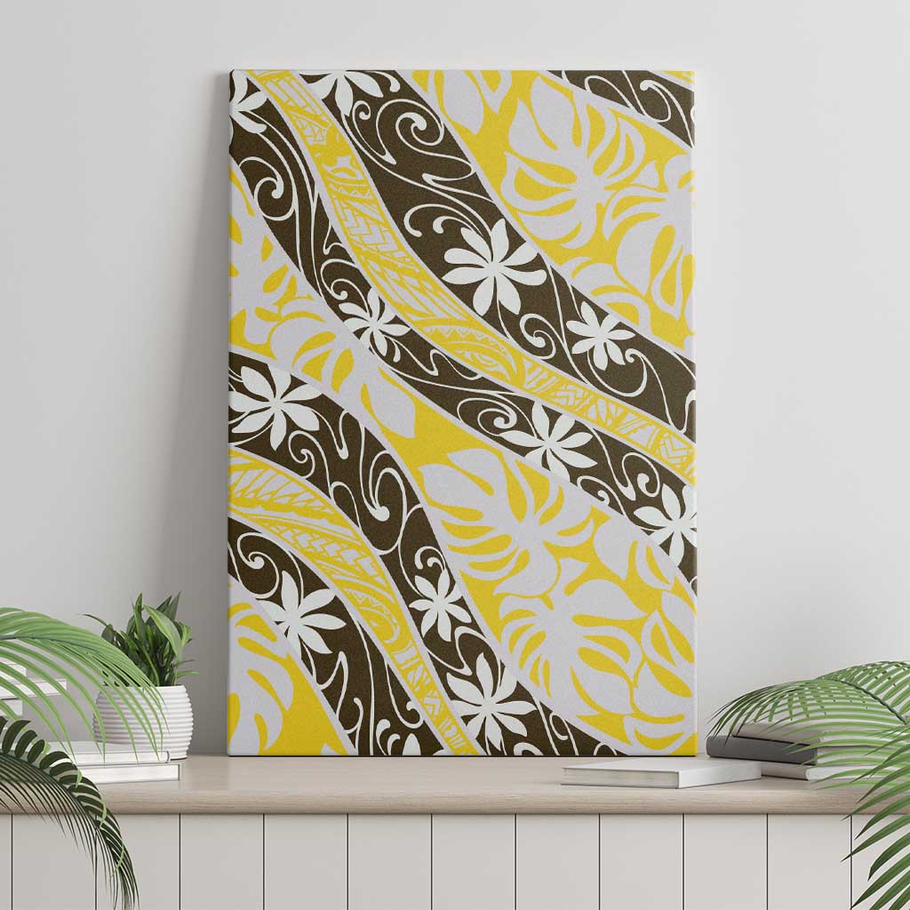 Rearea Tahiti Tiare Monstera Canvas Wall Art Polynesian Pattern Curve Style - Polynesian Pride