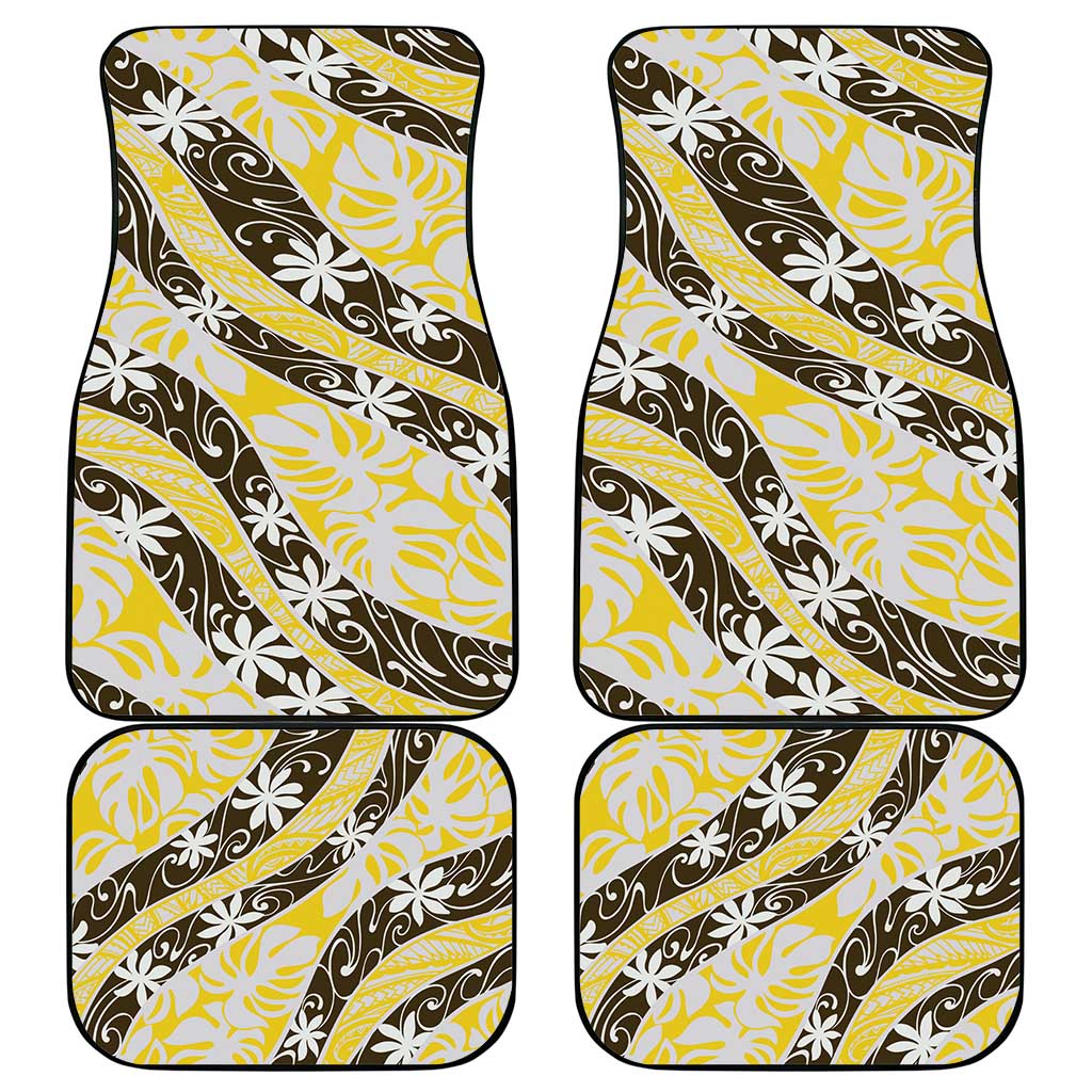 Rearea Tahiti Tiare Monstera Car Mats Polynesian Pattern Curve Style - Polynesian Pride