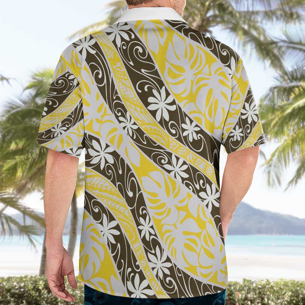 Rearea Tahiti Tiare Monstera Hawaiian Shirt Polynesian Pattern Curve Style - Polynesian Pride