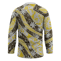 Rearea Tahiti Tiare Monstera Hockey Jersey Polynesian Pattern Curve Style - Polynesian Pride