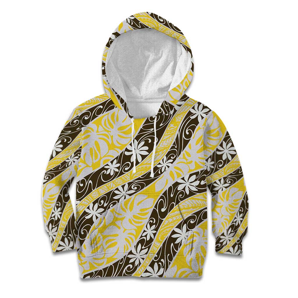 Rearea Tahiti Tiare Monstera Kid Hoodie Polynesian Pattern Curve Style - Polynesian Pride