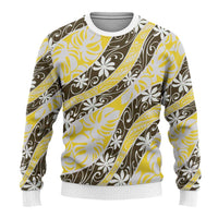 Rearea Tahiti Tiare Monstera Ugly Christmas Sweater Polynesian Pattern Curve Style - Polynesian Pride