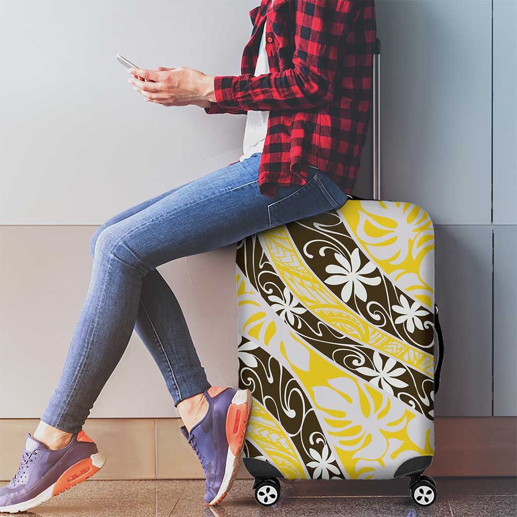 Rearea Tahiti Tiare Monstera Luggage Cover Polynesian Pattern Curve Style - Polynesian Pride