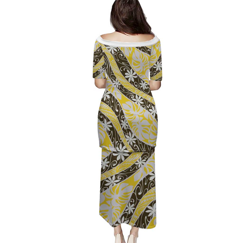 Rearea Tahiti Tiare Monstera Puletasi Polynesian Pattern Curve Style - Polynesian Pride