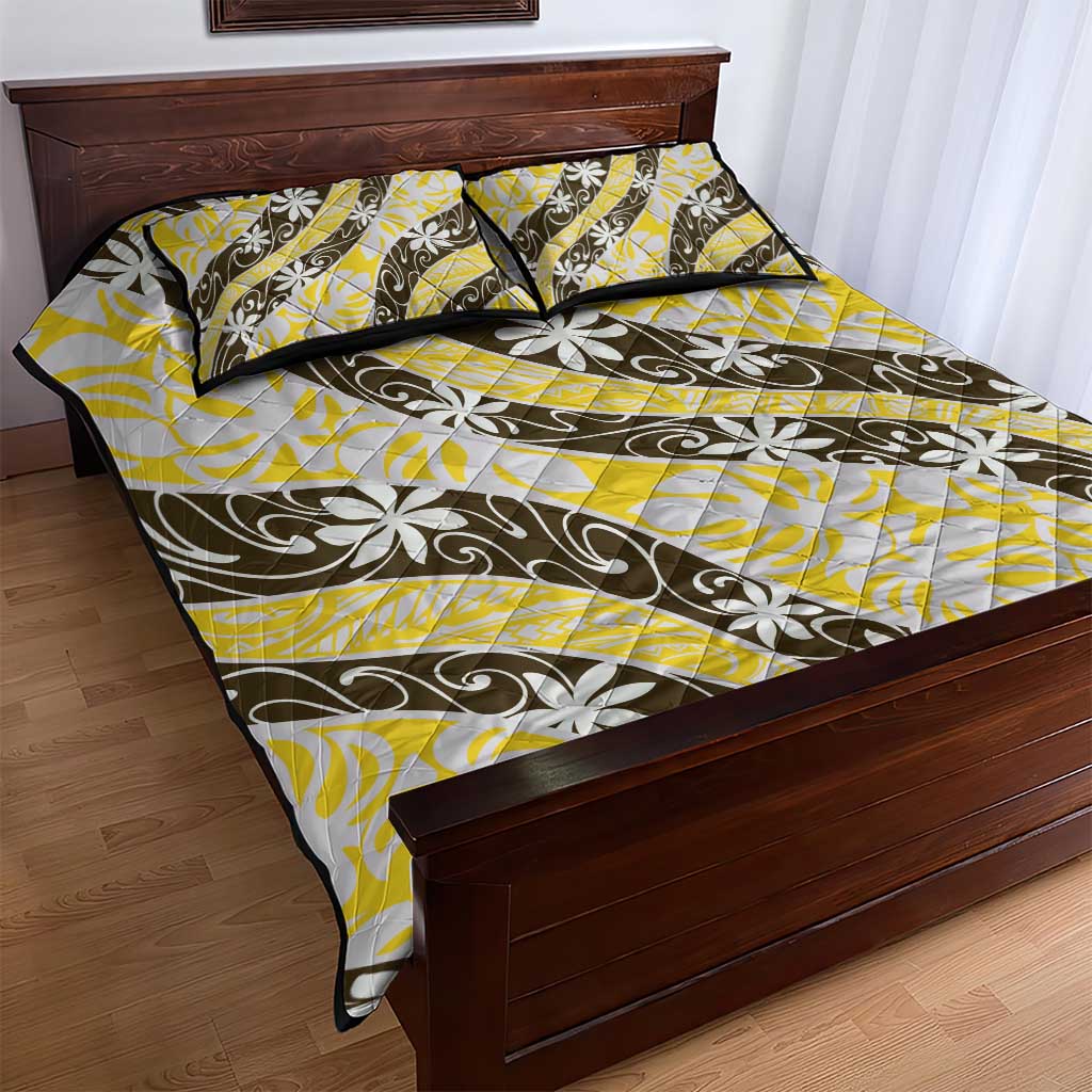 Rearea Tahiti Tiare Monstera Quilt Bed Set Polynesian Pattern Curve Style - Polynesian Pride