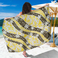 Rearea Tahiti Tiare Monstera Sarong Polynesian Pattern Curve Style LT01 One Size 44 x 66 inches Yellow - Polynesian Pride