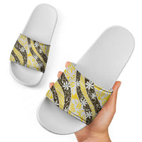 Rearea Tahiti Tiare Monstera Slide Sandals Polynesian Pattern Curve Style - Polynesian Pride