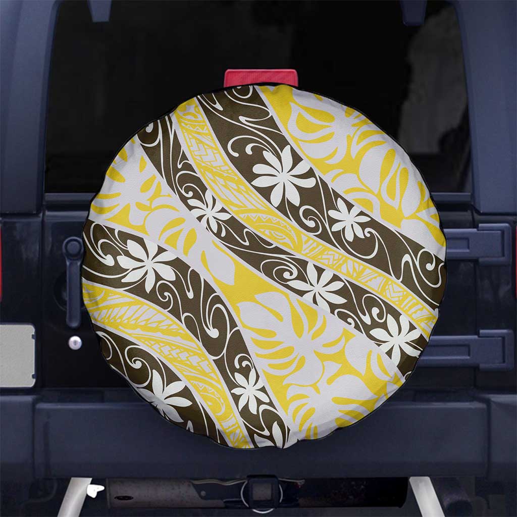 Rearea Tahiti Tiare Monstera Spare Tire Cover Polynesian Pattern Curve Style - Polynesian Pride