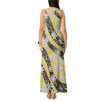 Rearea Tahiti Tiare Monstera Tank Maxi Dress Polynesian Pattern Curve Style - Polynesian Pride