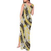 Rearea Tahiti Tiare Monstera Tank Maxi Dress Polynesian Pattern Curve Style - Polynesian Pride