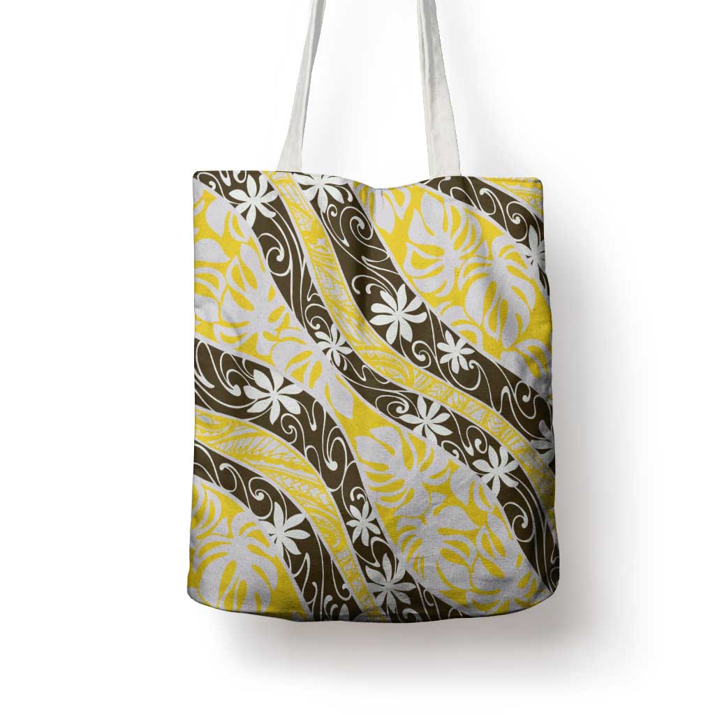 Rearea Tahiti Tiare Monstera Tote Bag Polynesian Pattern Curve Style - Polynesian Pride