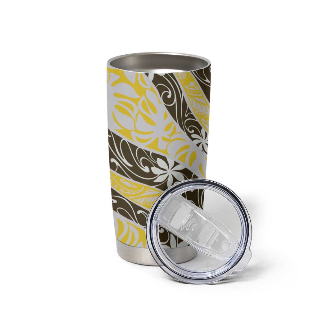 Rearea Tahiti Tiare Monstera Tumbler Cup Polynesian Pattern Curve Style - Polynesian Pride