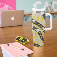 Rearea Tahiti Tiare Monstera Tumbler With Handle Polynesian Pattern Curve Style - Polynesian Pride