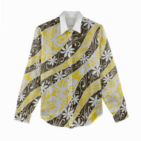 Rearea Tahiti Tiare Monstera Women Casual Shirt Polynesian Pattern Curve Style - Polynesian Pride
