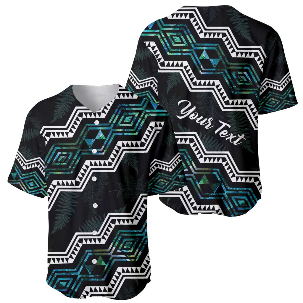 Personalised Taniko Aotearoa Mix Paua Shell Baseball Jersey Niho Taniwha Turquoise Glitter LT01 - Polynesian Pride