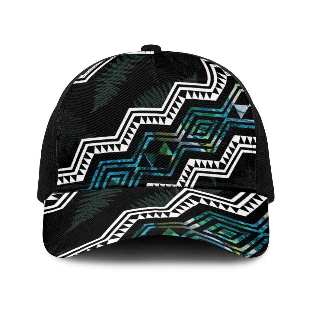 Taniko Aotearoa Mix Paua Shell Baseball Net Cap Niho Taniwha Turquoise Glitter - Polynesian Pride